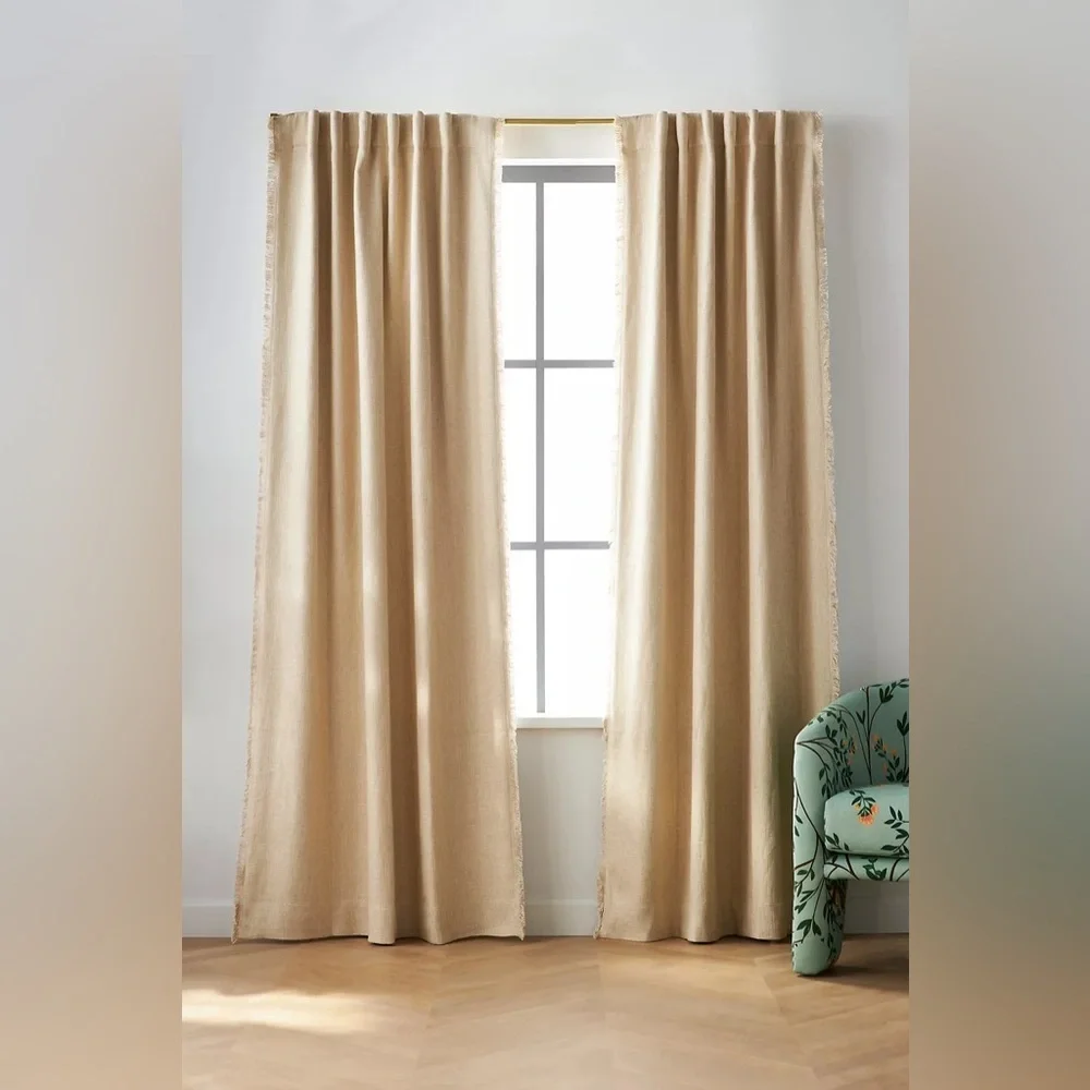 Anthropologie Luxe Linen Blend Blackout Curtain Size 50 x 108 NWT